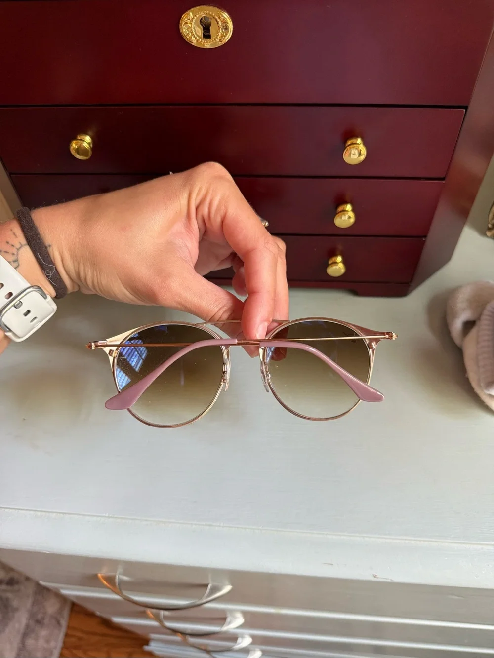 Ray Ban around Double Bridge Sunglasses in “Copper & Brown”
